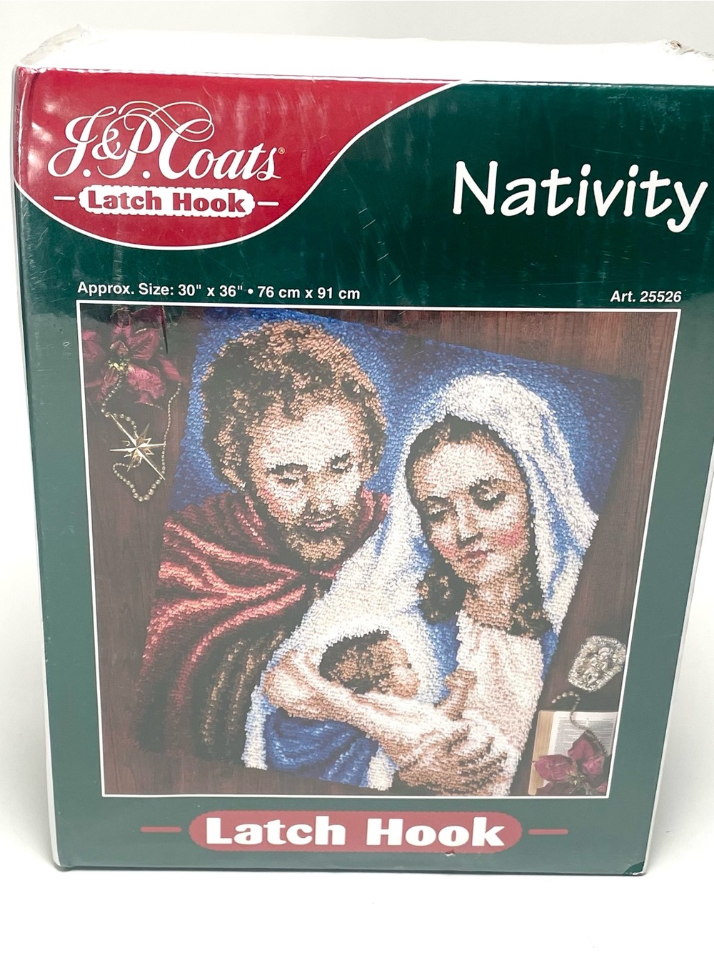 J&P Coats Christmas Nativity Latch Hook Kit 30x36 Baby Jesus Mary Joseph New
